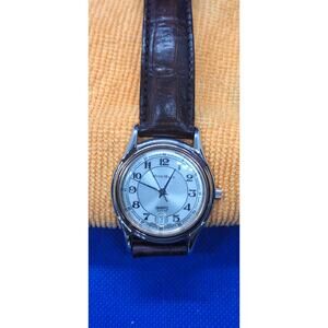Hugo Maxx Watch 18K Gold Plated- Water Resistant- Leather Band- Fresh Battery